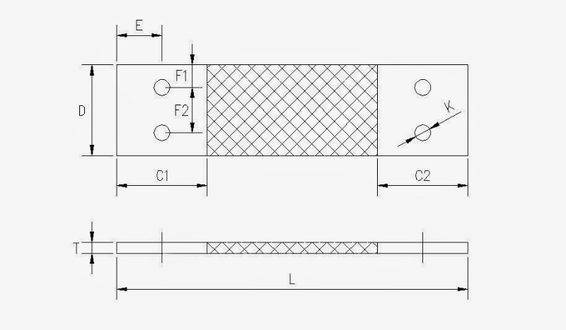 Industrial Braided Ground Strap Flat Tinned Copper Braid 200 mm2 Copper Braid Connector