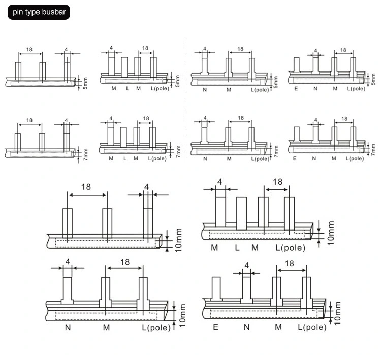 Pin Fork Flexible Copper Busbar Copper Bus Bar Aluminum