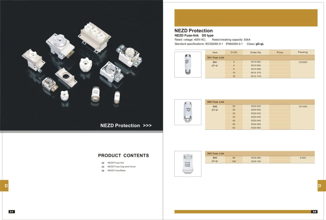 D Type of Screw Base Type Low Voltage Ceramic Quick HRC E Fuse Link