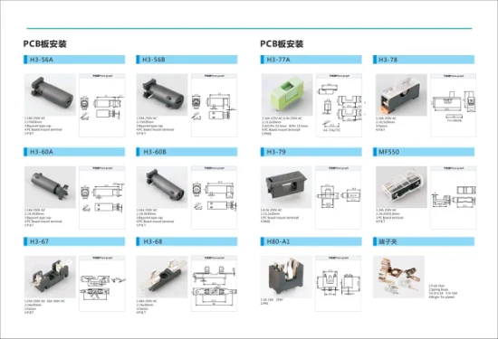 Plástico eléctrico Mini 5X20mm Portafusibles de PCB con tapa